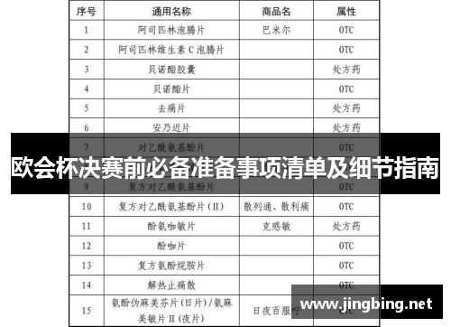 欧会杯决赛前必备准备事项清单及细节指南